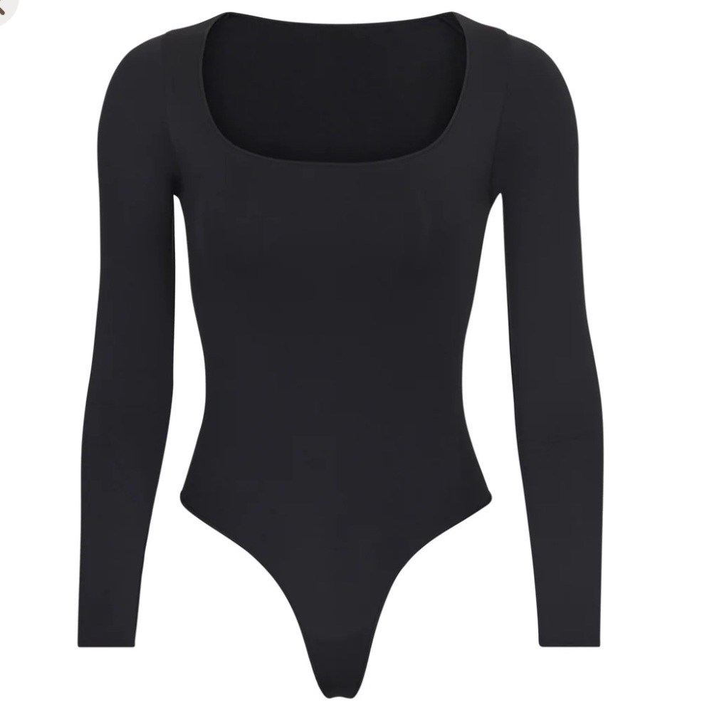 SKIMS Black Long Sleeve Bodysuit